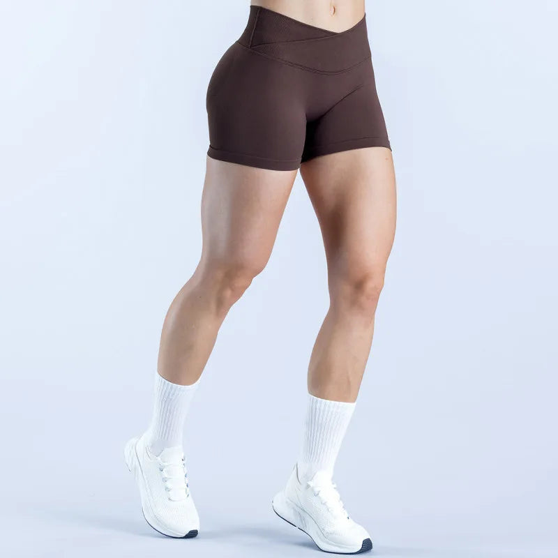 New seamless cross waist bra for women, long sleeved shawl yoga shorts, hip lifting pants, fitness yoga suit set