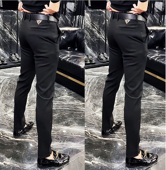 2025 Men's Spring Summer Fashion Business Casual Long Pants Suit Pants Male Elastic Straight Formal Trousers Plus Big Size 29-38