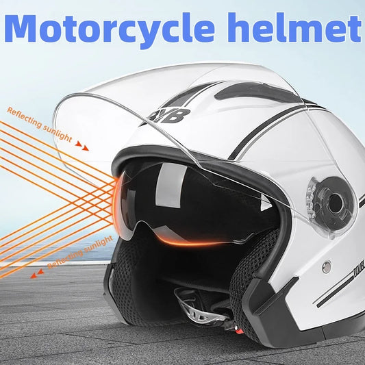 2025 Electric Motorcycle Helmet Double-Lens Anti-Fog Four Seasons Ride Safety Helmet with Ventilation and Comfortable Fit